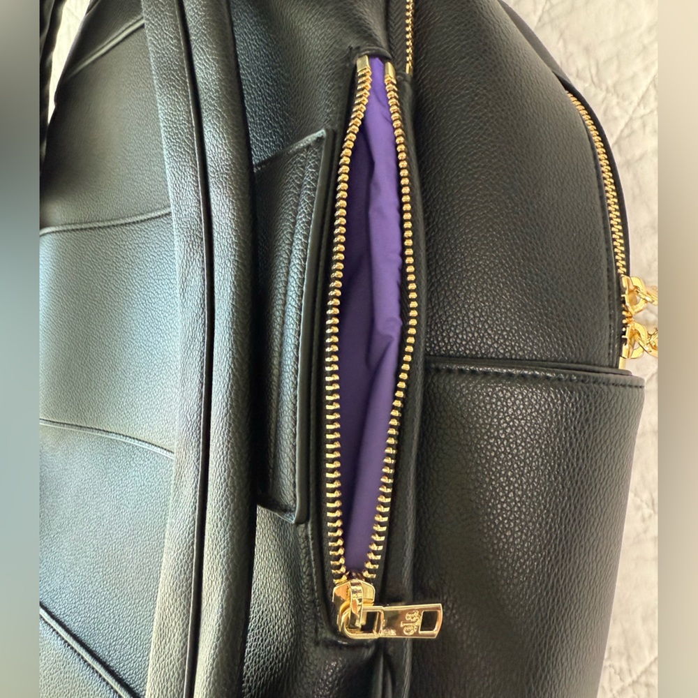 ela Handbags - Elegant Black Vegan Leather Backpack - Picture 9 of 16